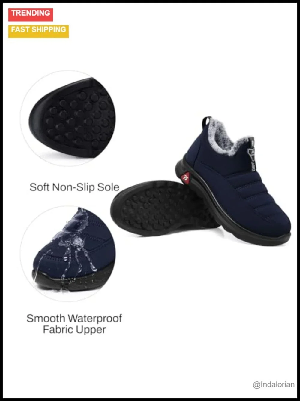 Fur Lined Slip On Ankle Snow Boots Water Resistant Non Slip Winter Outdoor
